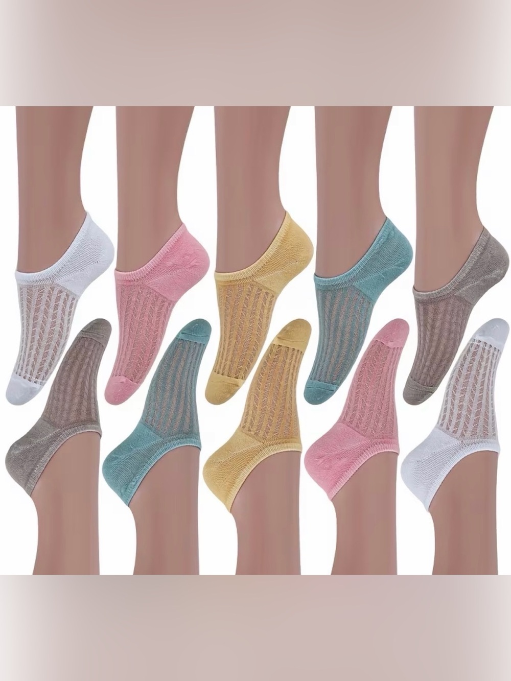 Pack of Pastel Low-Cut Ankle Socks w/ with ankle rubber grip